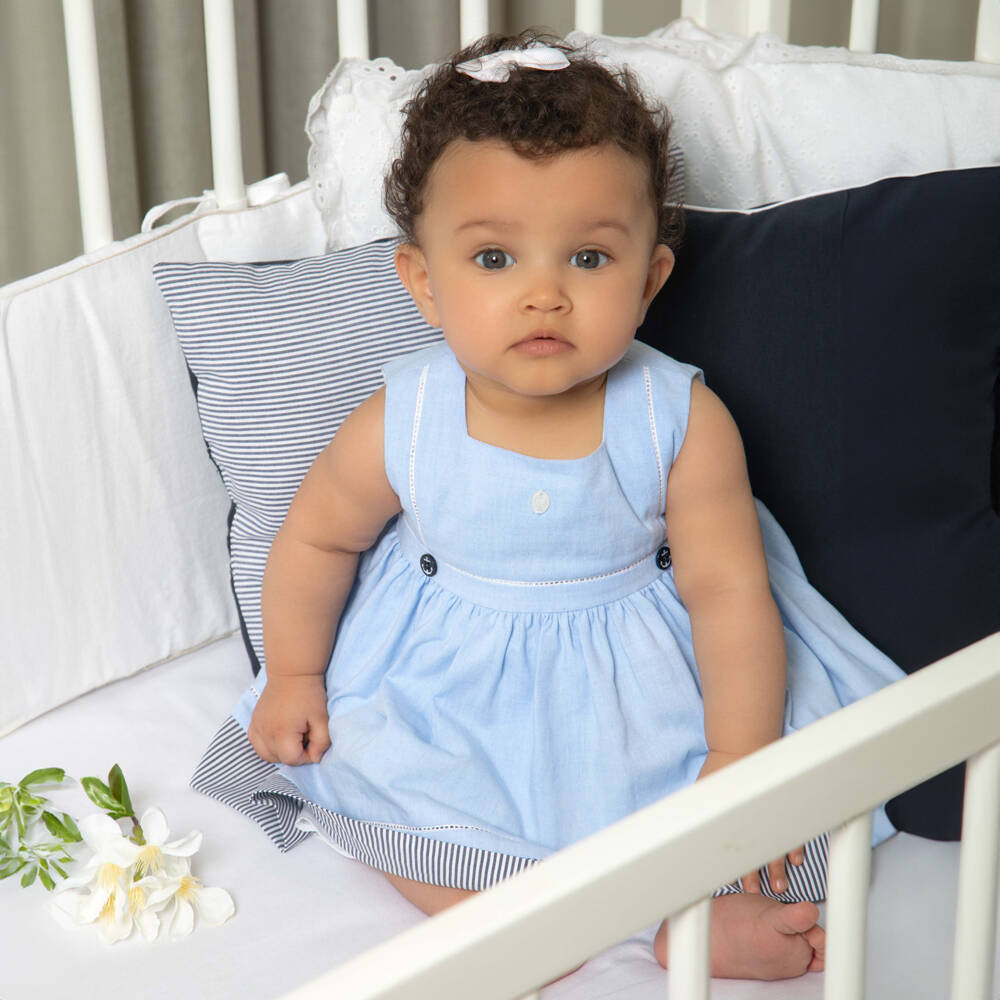 Patachou-Girls Nautical Blue Cotton Dress | Childrensalon Outlet