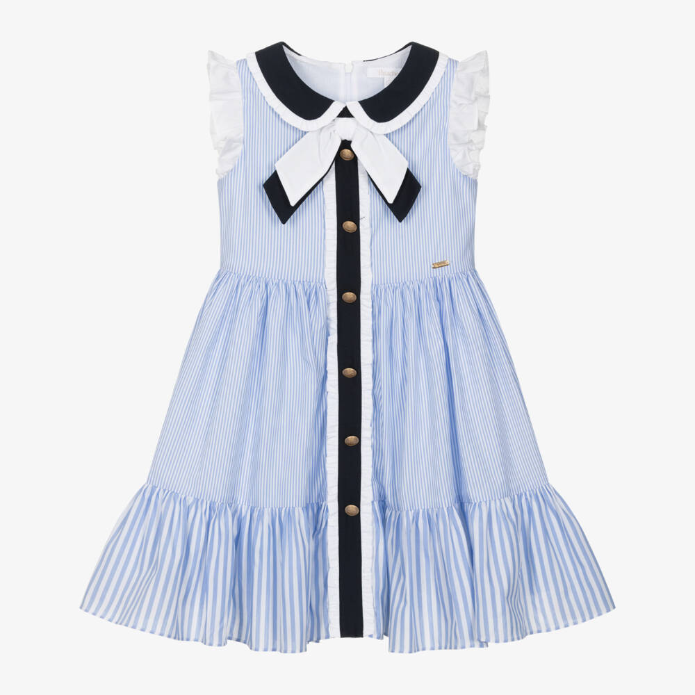 Patachou-Girls Nautical Blue Cotton Frock | Childrensalon Outlet
