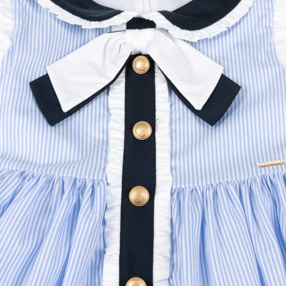 Patachou-Girls Nautical Blue Cotton Frock | Childrensalon Outlet