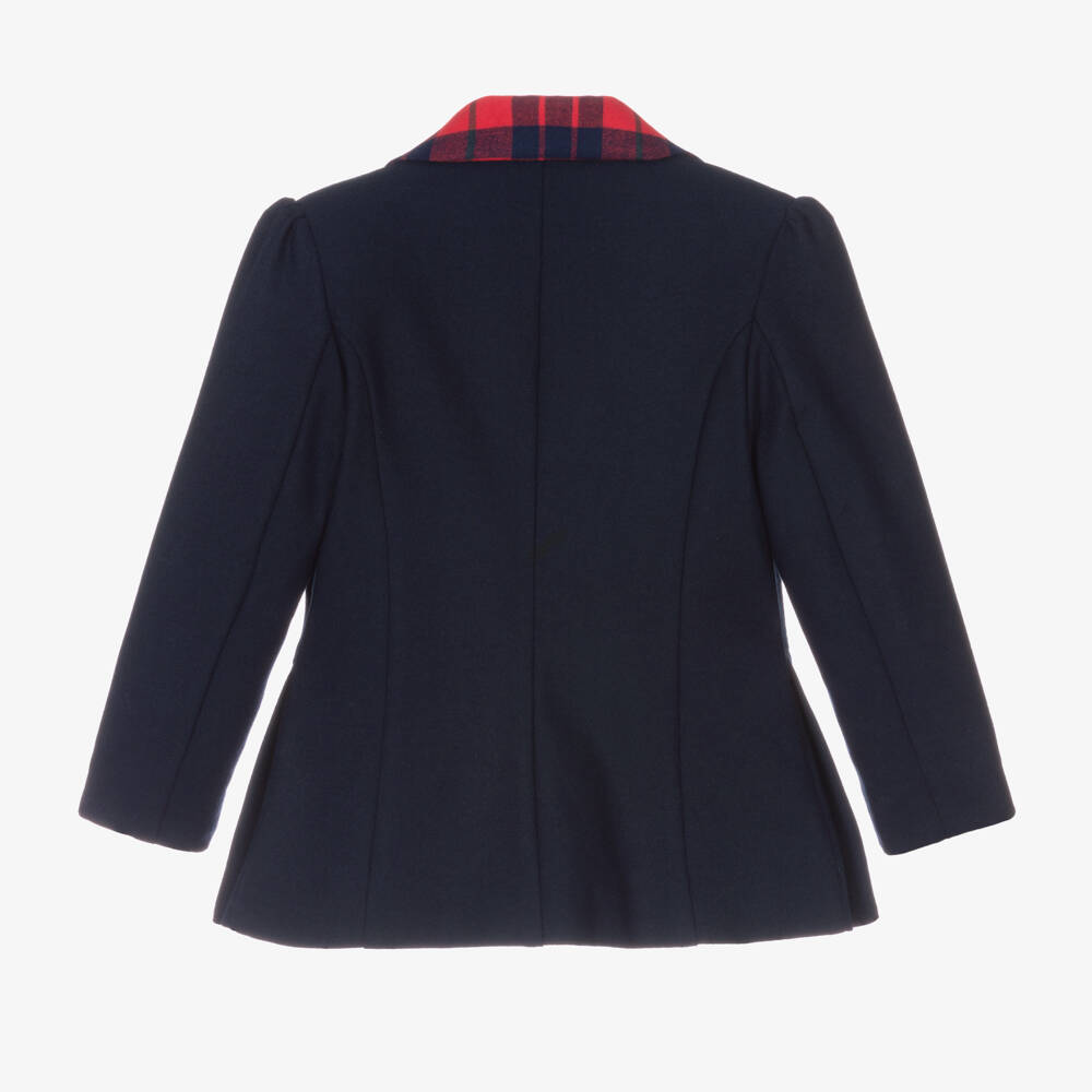 Patachou-Girls Navy Blazer with Tartan Accents | Childrensalon Outlet
