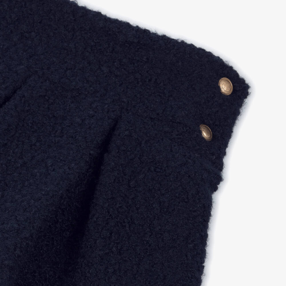 Patachou-Girls Navy Blue Bouclé Pleated Skirt | Childrensalon Outlet