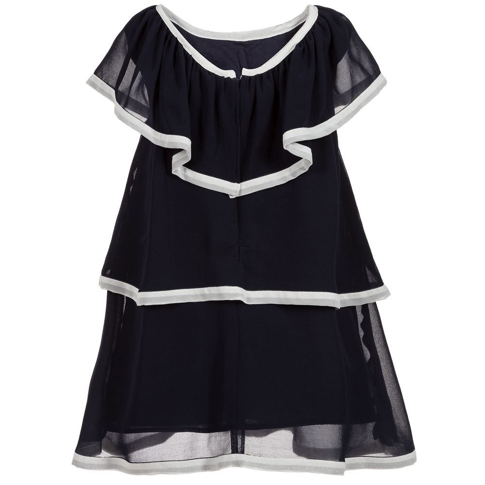 blue and white chiffon dress