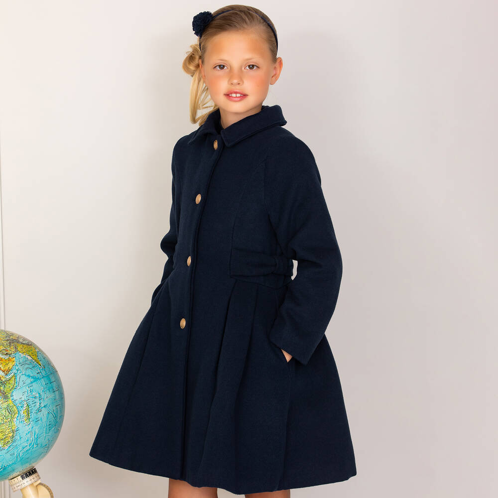 Girls navy blue coat clearance