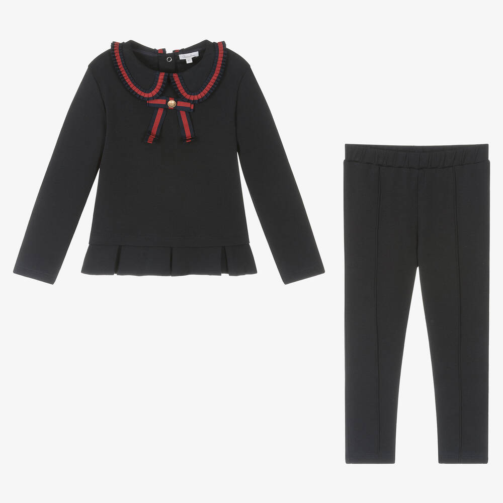 Patachou-طقم بنطلون قطن لون كحلي للبنات | Childrensalon Outlet