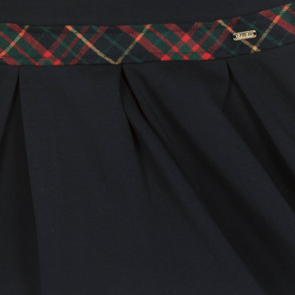 Patachou-Girls Navy Blue Cotton Tartan Dress | Childrensalon Outlet
