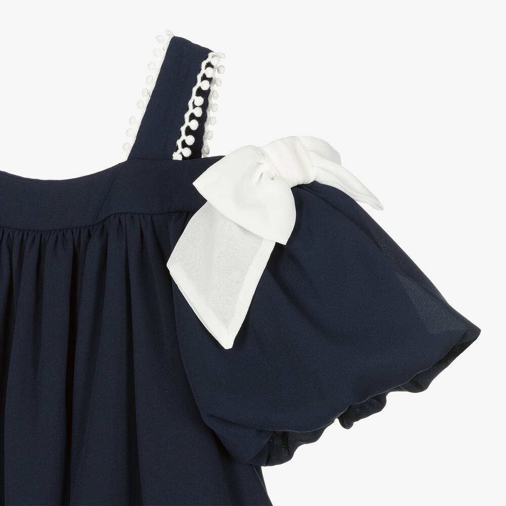 Patachou-Girls Navy Blue Crêpe Dress | Childrensalon Outlet