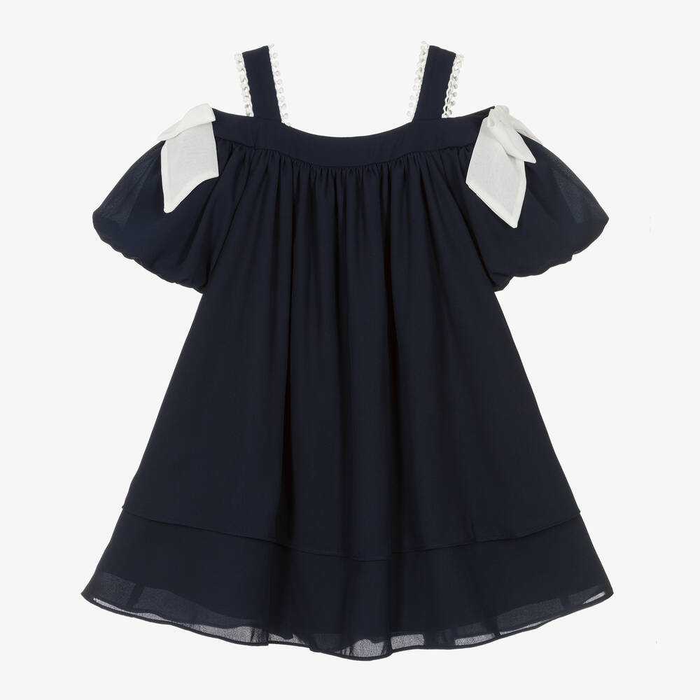 Patachou - Girls Navy Blue Crêpe Dress | Childrensalon Outlet