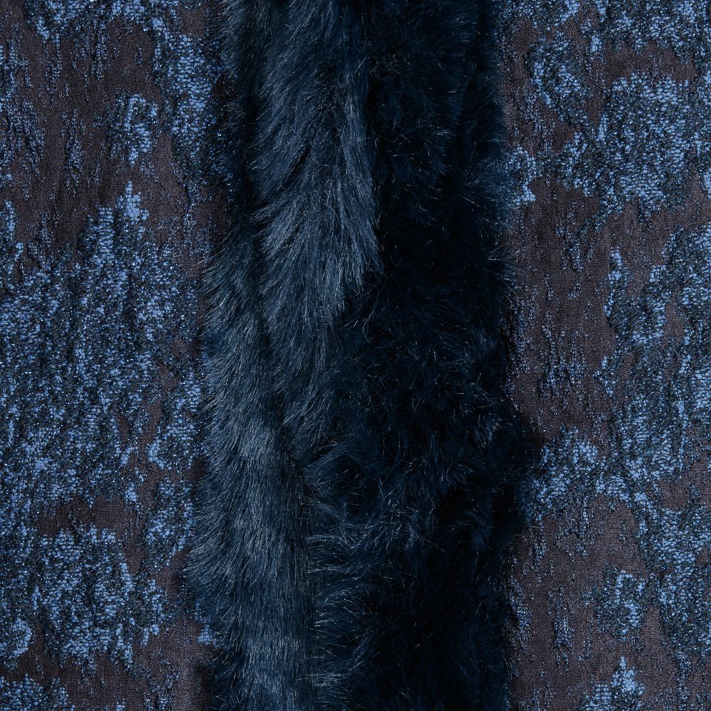 Patachou-Girls Navy Blue Jacquard Cape with Fur Trim | Childrensalon Outlet