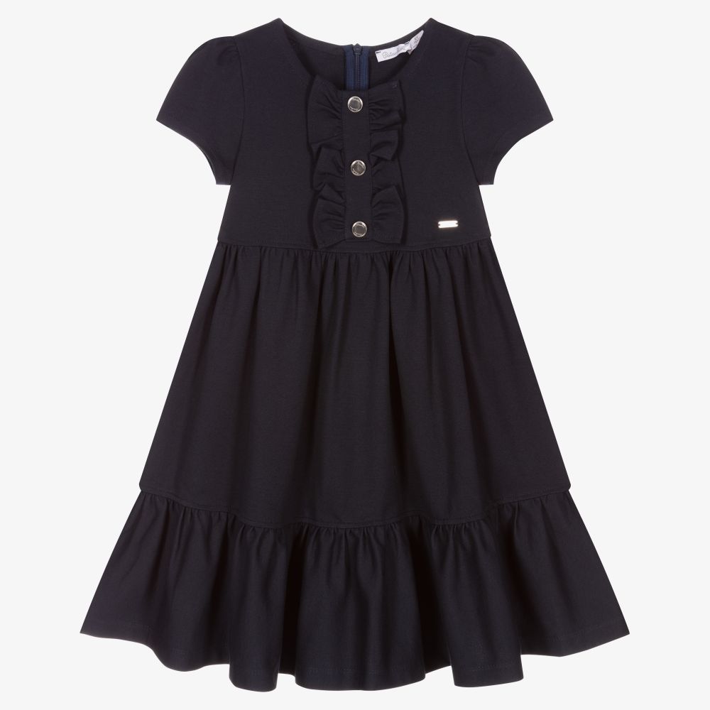 Patachou - Girls Navy Blue Jersey Dress  | Childrensalon