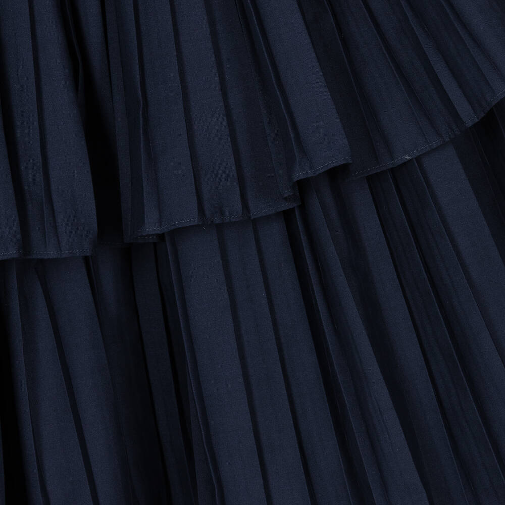 Patachou-Girls Navy Blue Pleated Dress | Childrensalon Outlet