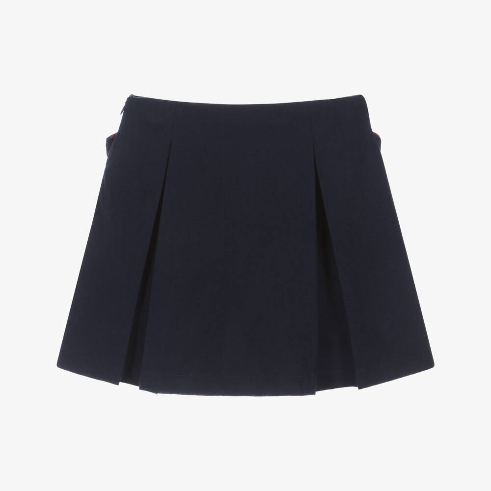 Patachou-Girls Navy Blue Pleated Skirt with Bows | Childrensalon Outlet