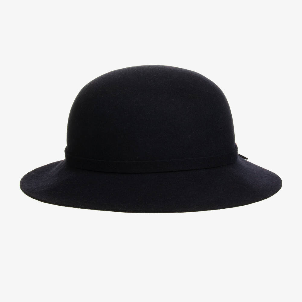 Patachou-Girls Navy Blue & Red Bow Wool Hat | Childrensalon Outlet