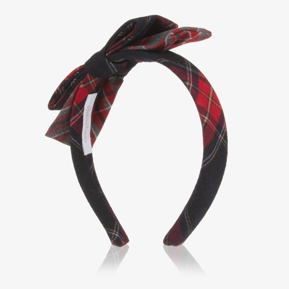 Patachou-Girls Navy Blue & Red Tartan Hairband | Childrensalon Outlet