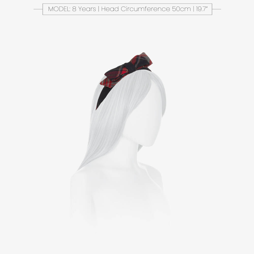 Patachou-Girls Navy Blue & Red Tartan Hairband | Childrensalon Outlet