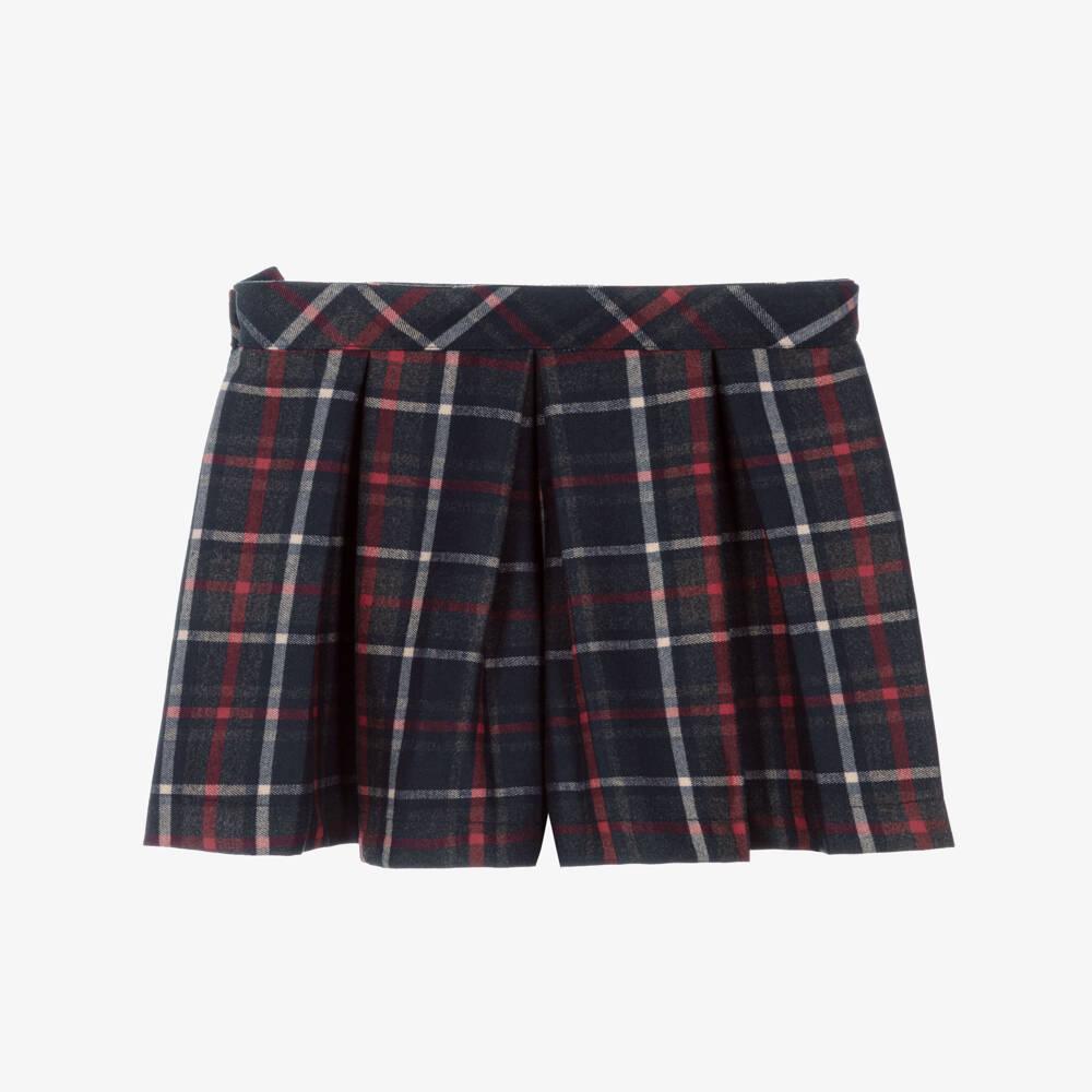 Patachou-Girls Navy Blue & Red Tartan Skort | Childrensalon Outlet