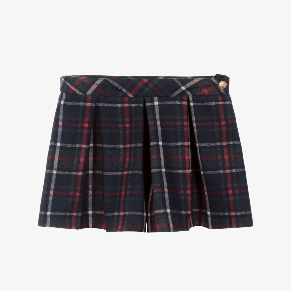 Patachou-Girls Navy Blue & Red Tartan Skort | Childrensalon Outlet