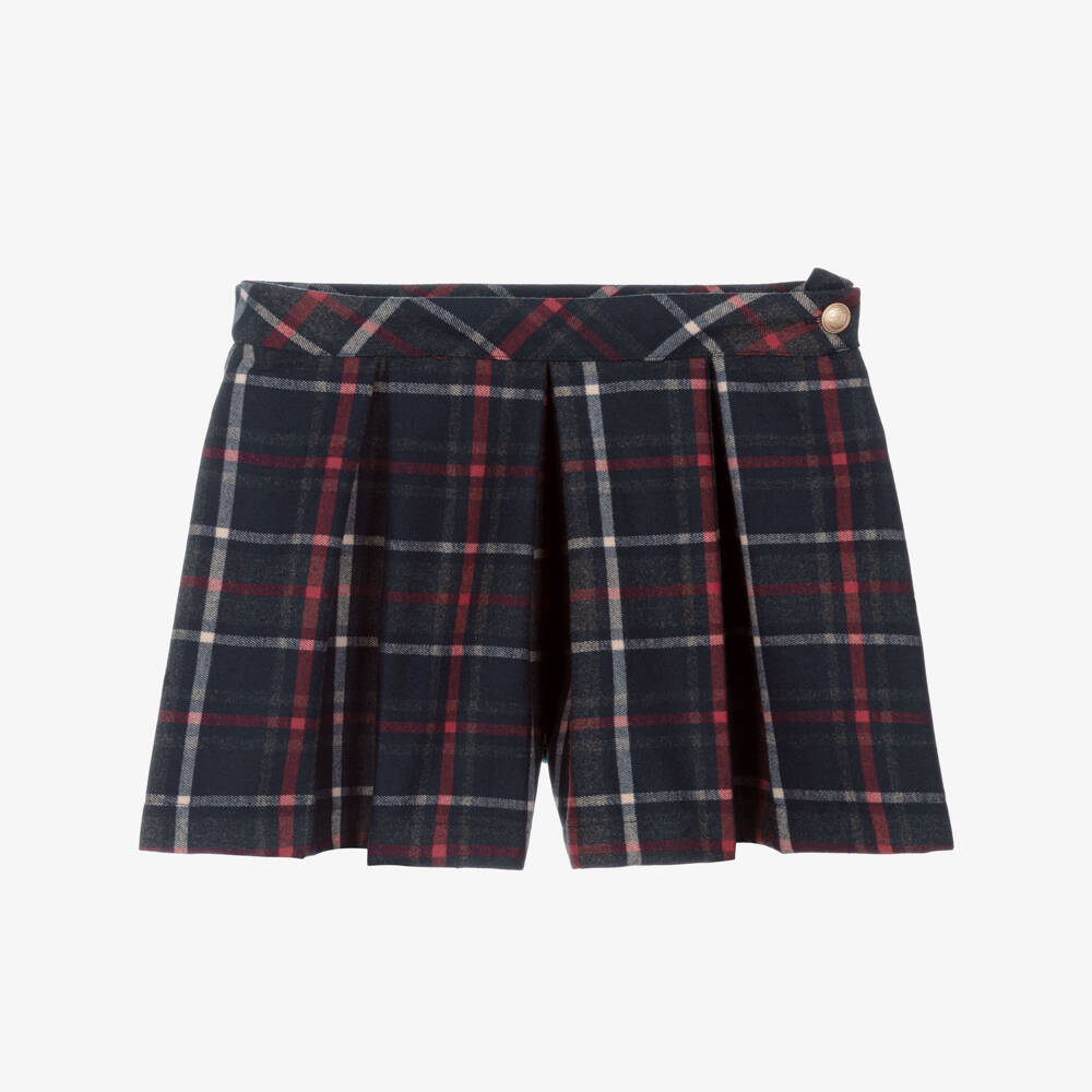 Patachou-Girls Navy Blue & Red Tartan Skort | Childrensalon Outlet