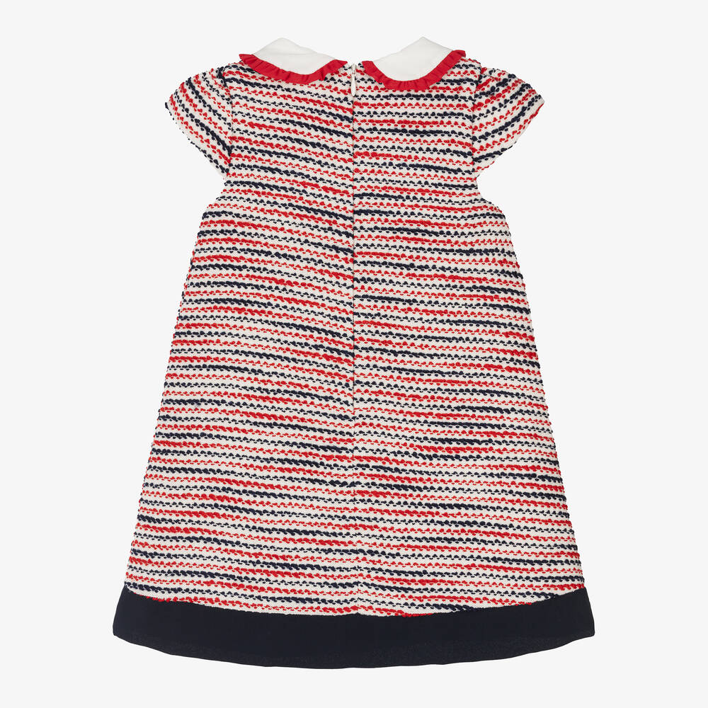 Patachou-فستان تويد لون كحلي وأحمر وعاجي | Childrensalon Outlet