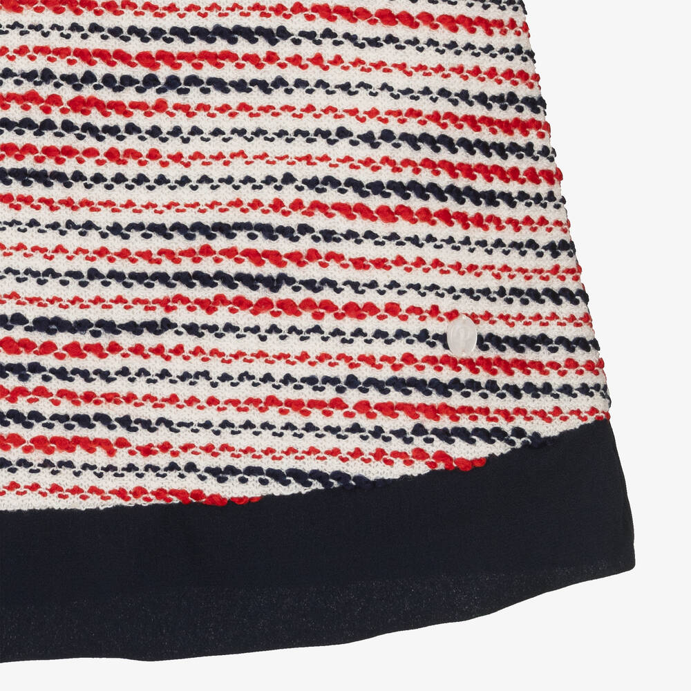 Patachou-فستان تويد لون كحلي وأحمر وعاجي | Childrensalon Outlet