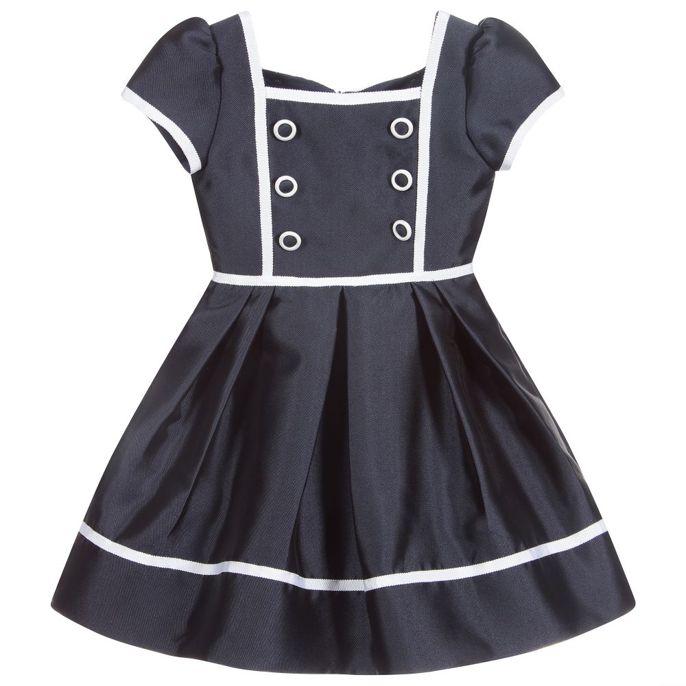 Patachou - Girls Navy Blue Satin Dress | Childrensalon