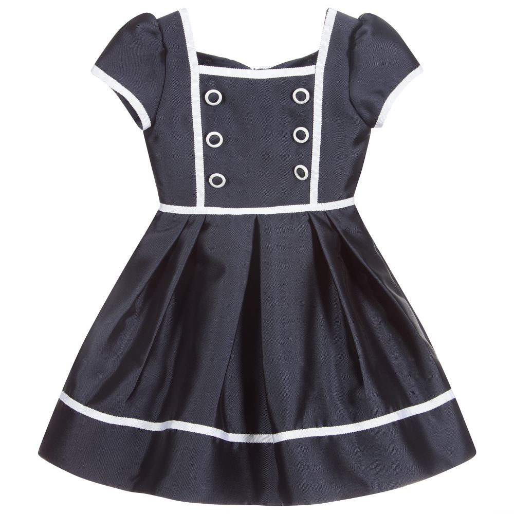 Patachou - Robe bleu marine en satin Fille | Childrensalon