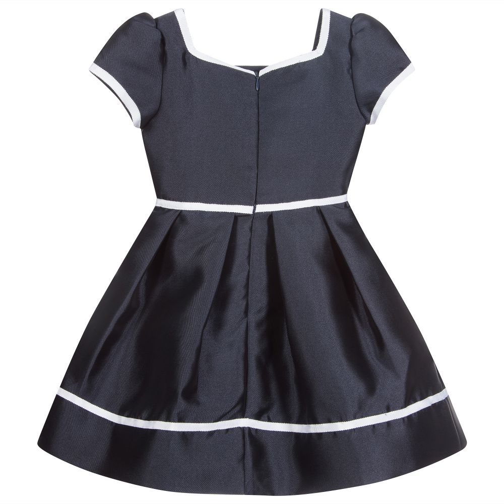 Patachou-Girls Navy Blue Satin Dress | Childrensalon Outlet