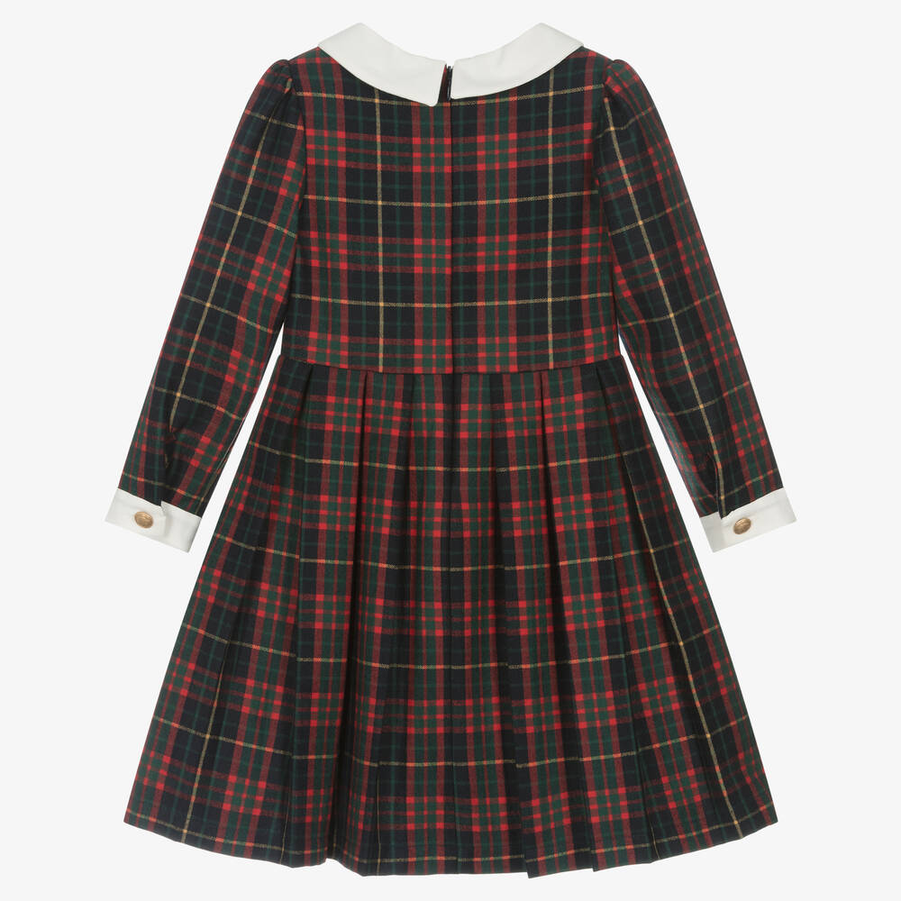 Patachou-Girls Navy Blue Tartan Dress | Childrensalon Outlet