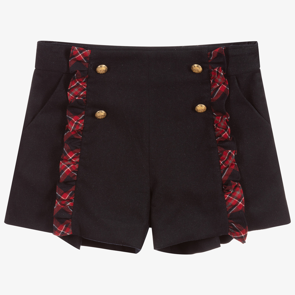 Patachou - Navyblaue Schottenkaro-Shorts (M) | Childrensalon