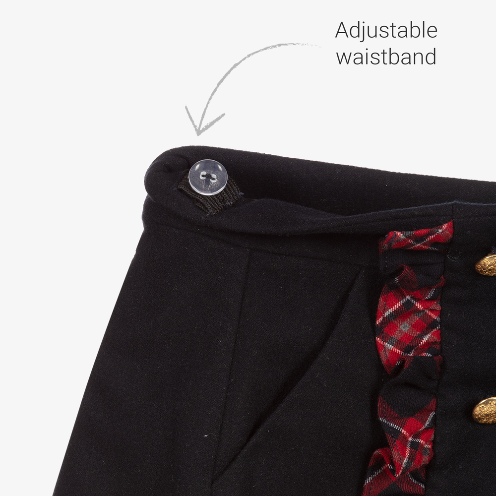 Patachou-Girls Navy Blue Tartan Shorts | Childrensalon Outlet