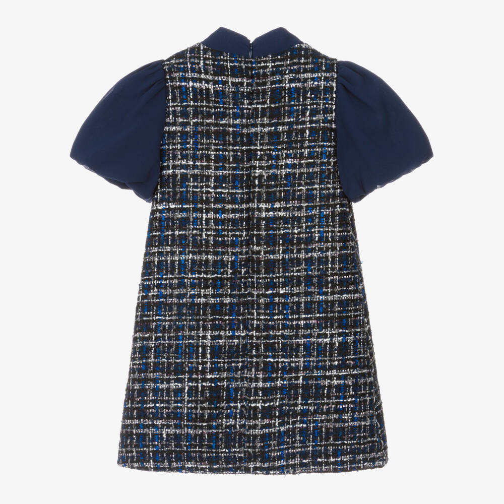 Patachou-فستان تويد أنيق باللون الكحلي للبنات | Childrensalon Outlet