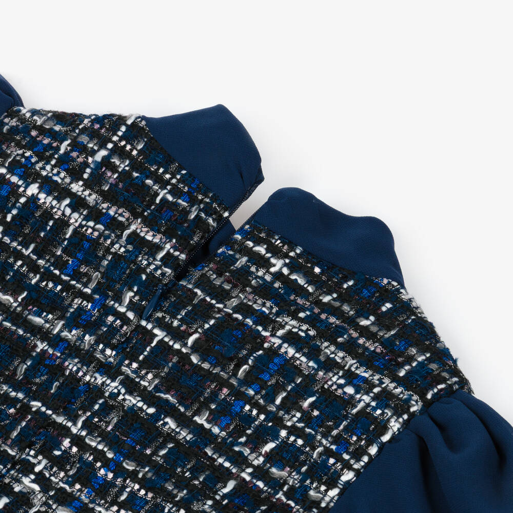 Patachou-فستان تويد أنيق باللون الكحلي للبنات | Childrensalon Outlet