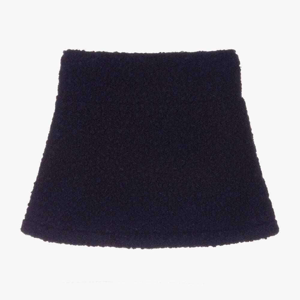 Patachou-Girls Navy Bouclé Skirt with Buttons | Childrensalon Outlet