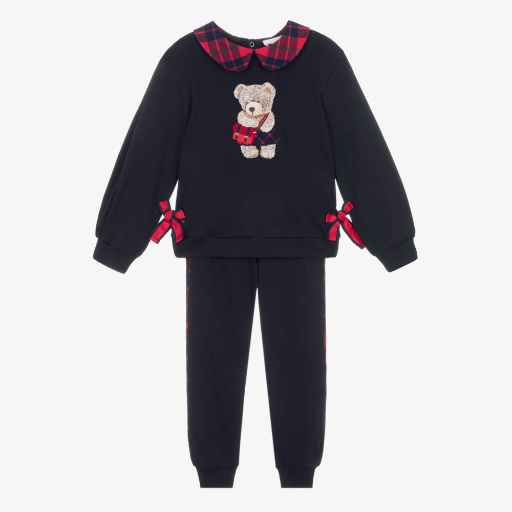 Patachou-Girls Navy Cotton Bear Tracksuit | Childrensalon Outlet