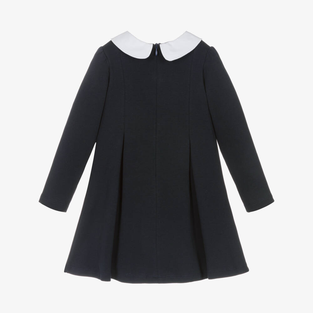 Patachou-فستان بناتي كحلي من القطن مع فيونكة | Childrensalon Outlet