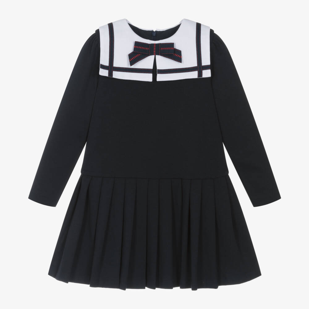 Patachou-Girls Navy Cotton Jersey Frock | Childrensalon Outlet