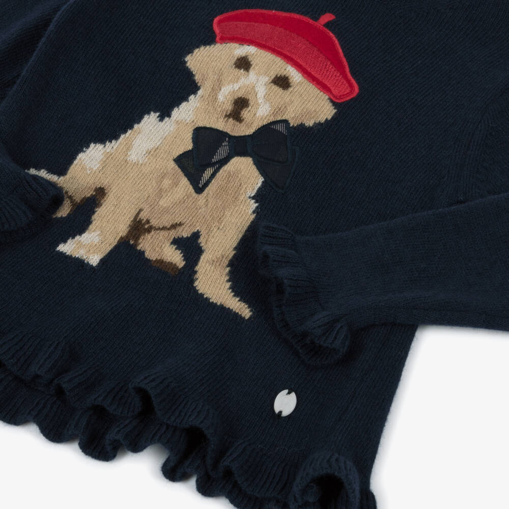 Patachou-Свитер синий с собакой для девочек | Childrensalon Outlet