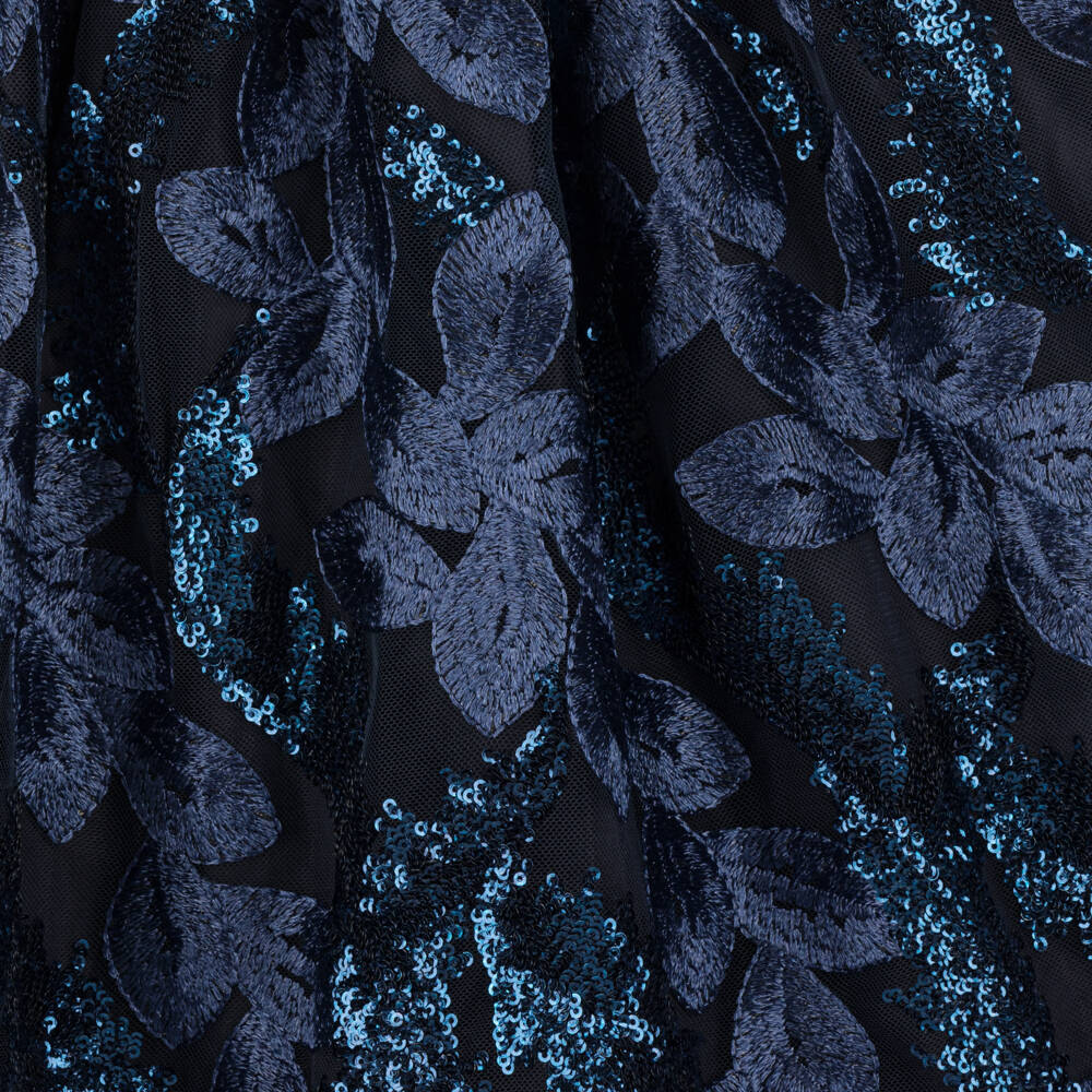 Patachou-Girls Navy Floral Tulle Dress | Childrensalon Outlet