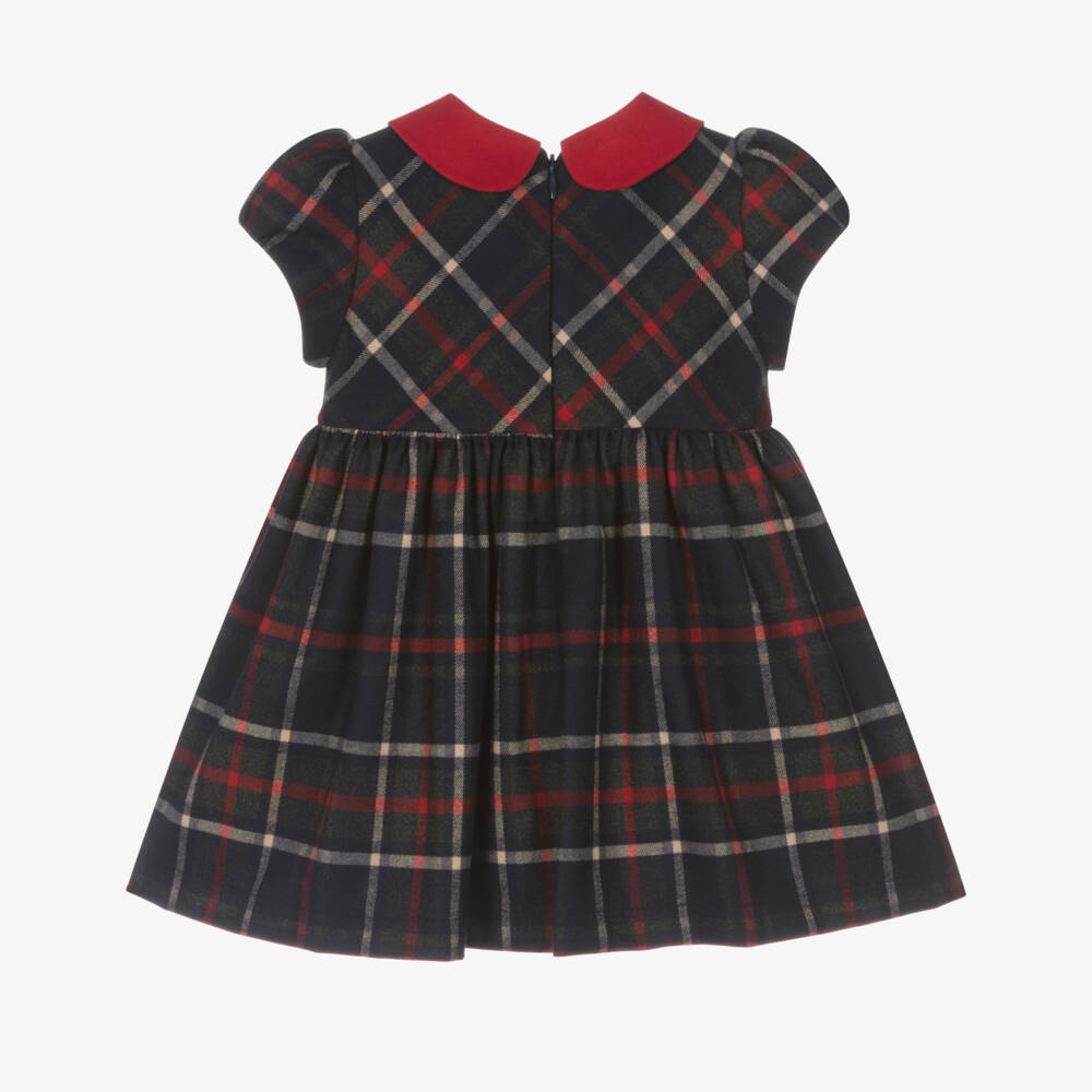Patachou-Girls Navy Tartan Smocked Dress | Childrensalon Outlet