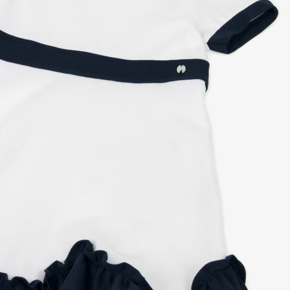 Patachou-Girls Navy Trim Cotton Dress | Childrensalon Outlet