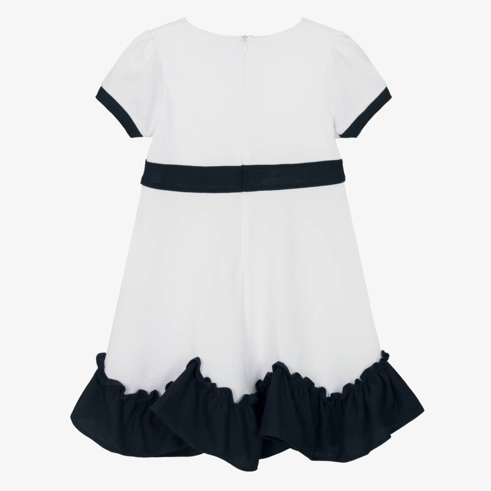 Patachou-Girls Navy Trim Cotton Dress | Childrensalon Outlet