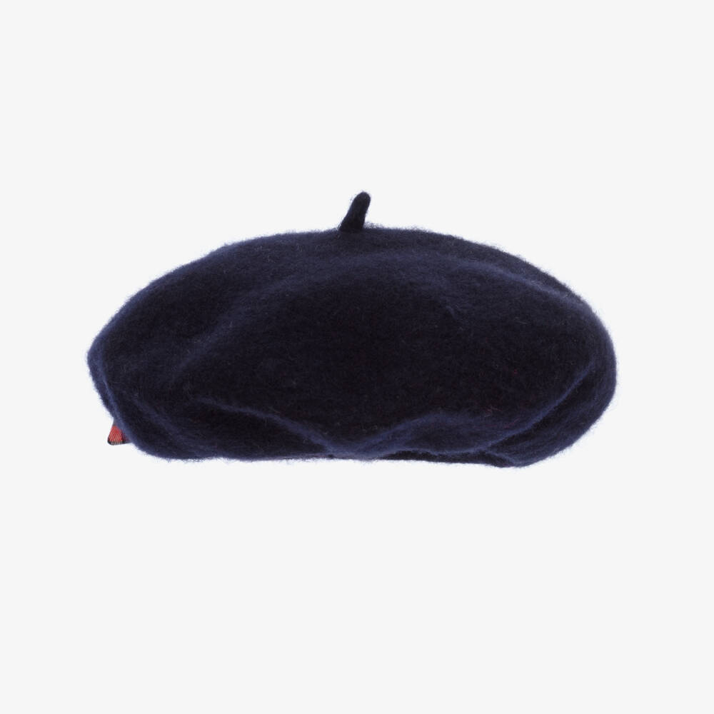 Patachou-Girls Navy Wool Plaid Bow Hat | Childrensalon Outlet