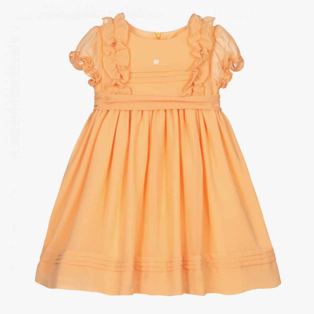 Patachou-Girls Orange Chiffon Dress | Childrensalon Outlet