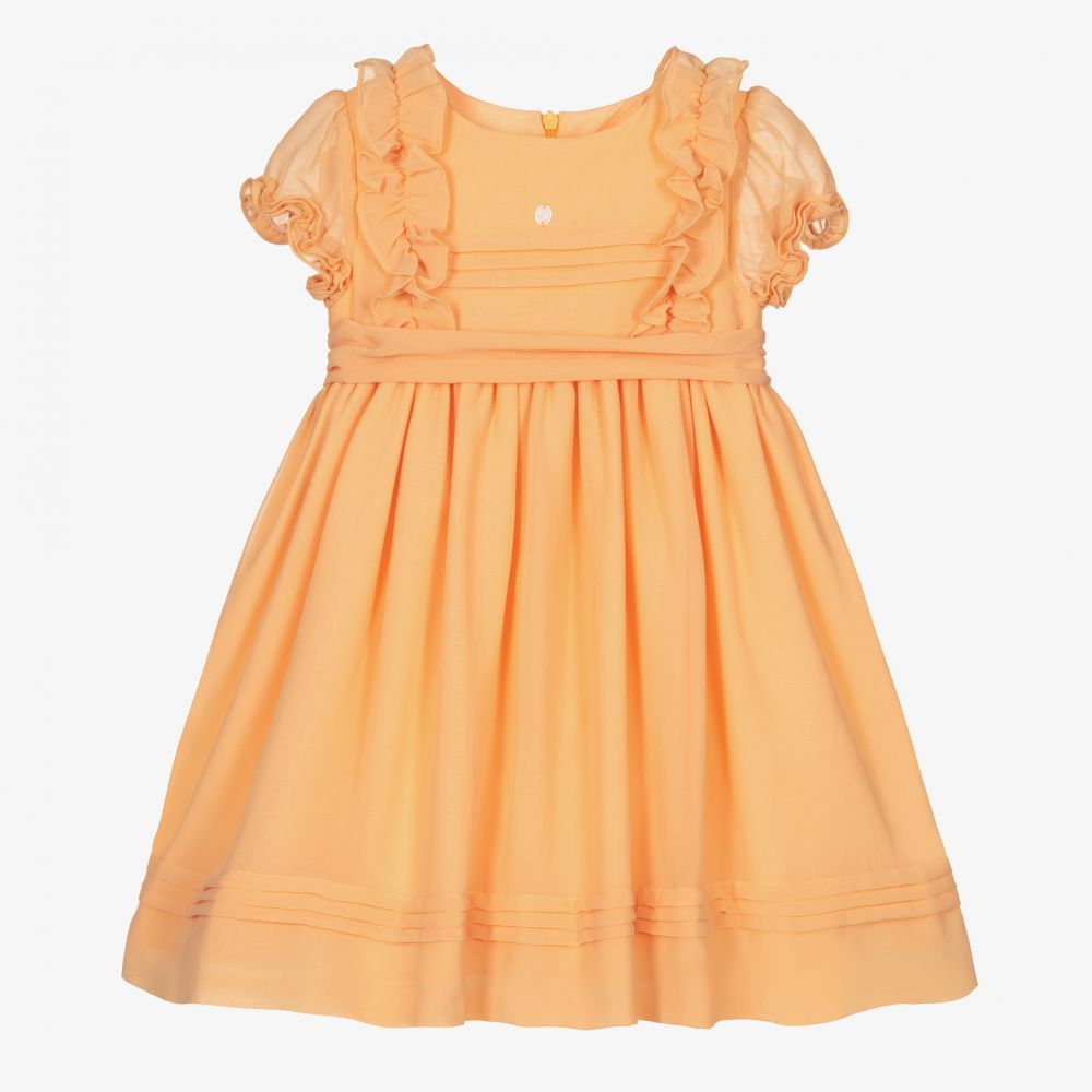 Patachou - Oranges Chiffonkleid für Mädchen | Childrensalon