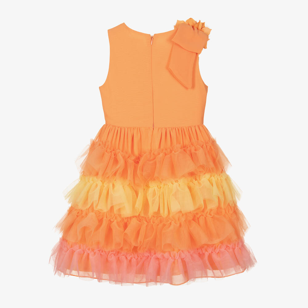 Patachou-Оранжевое многоярусное платье из тюля и шифона для девочек | Childrensalon Outlet