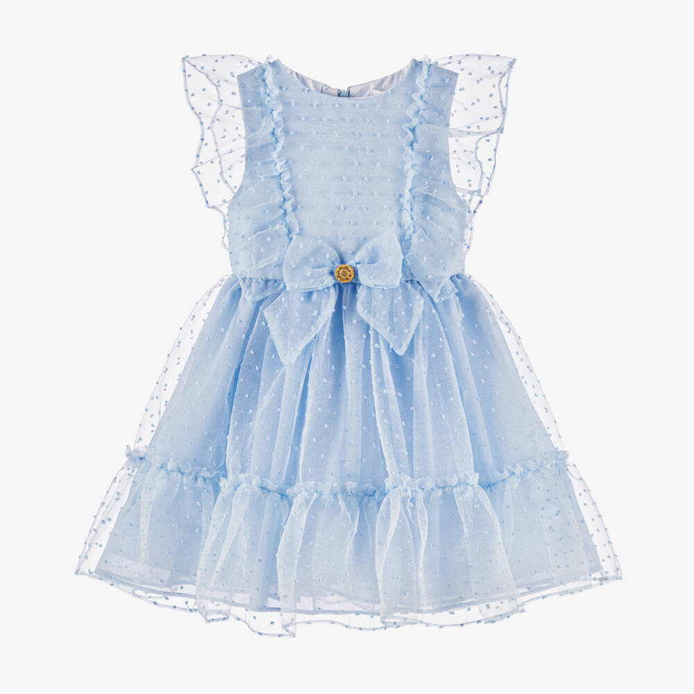 Patachou-Girls Organza Dot Blue Delight | Childrensalon Outlet