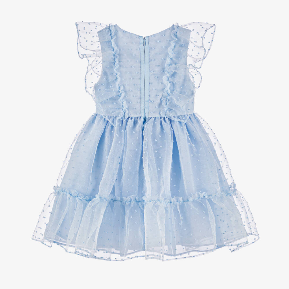 Patachou-Girls Organza Dot Blue Delight | Childrensalon Outlet