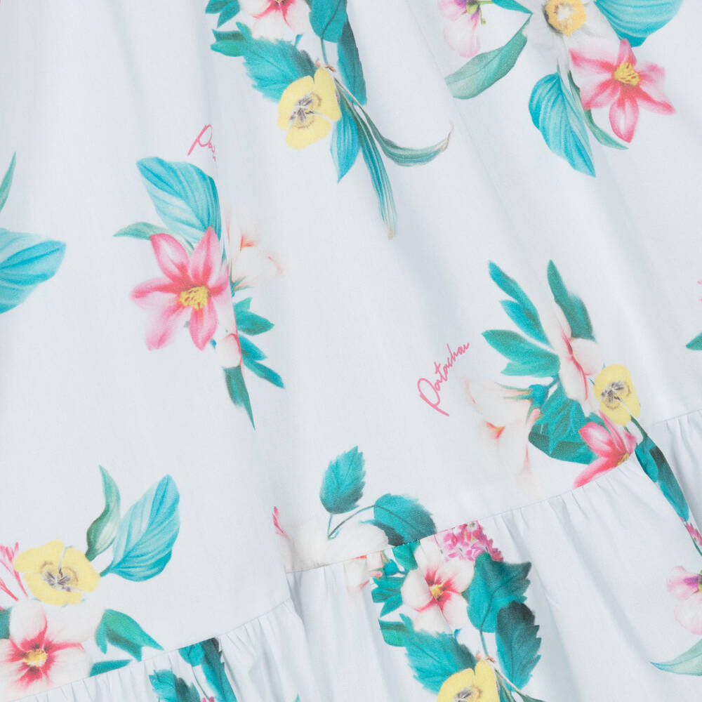 Patachou-Голубое хлопковое платье с цветами для девочек | Childrensalon Outlet