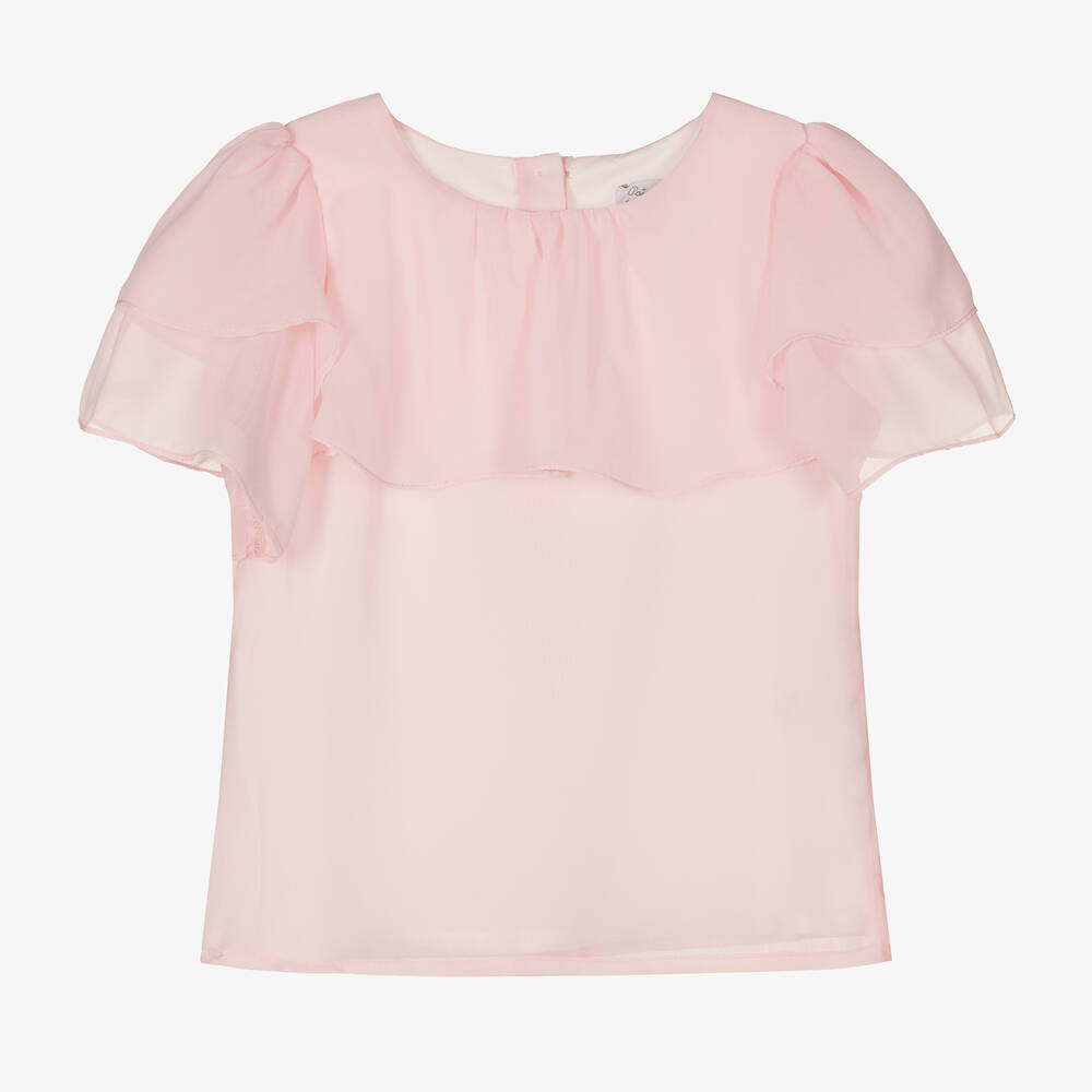 Patachou - Girls Pale Pink Chiffon Blouse | Childrensalon