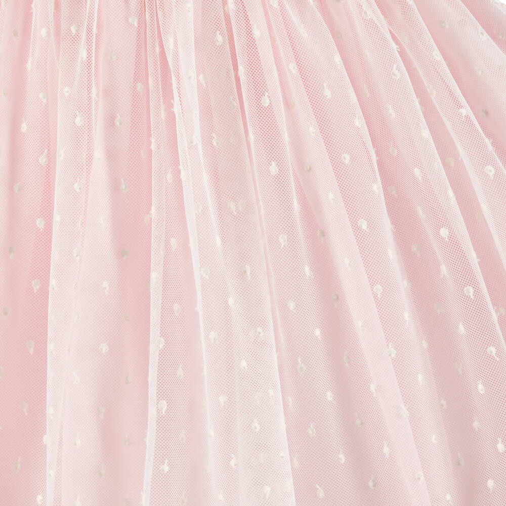 Patachou-Girls Pale Pink Chiffon Dress with Ivory Lace Overlay | Childrensalon Outlet