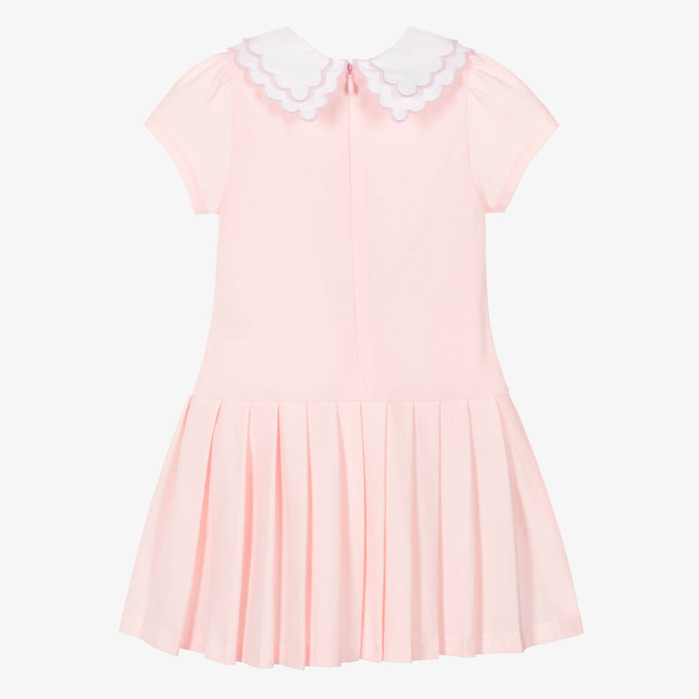 Patachou-Girls Pale Pink Cotton Piqué Pleated Dress | Childrensalon Outlet